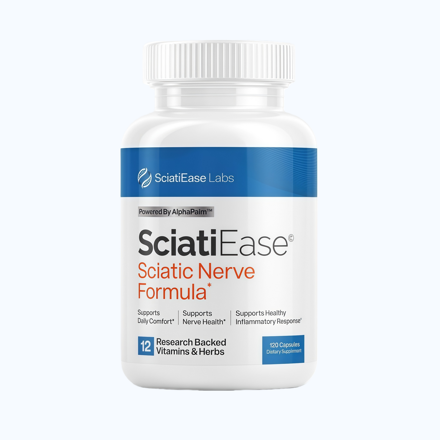 SciatiEase Sciatic Nerve Health Support Supplement - Nerve Support Formula with AlphaPalm, Pea, Vitamin B Complex, Alpha Lipoic Acid 300mg - 120 Capsules